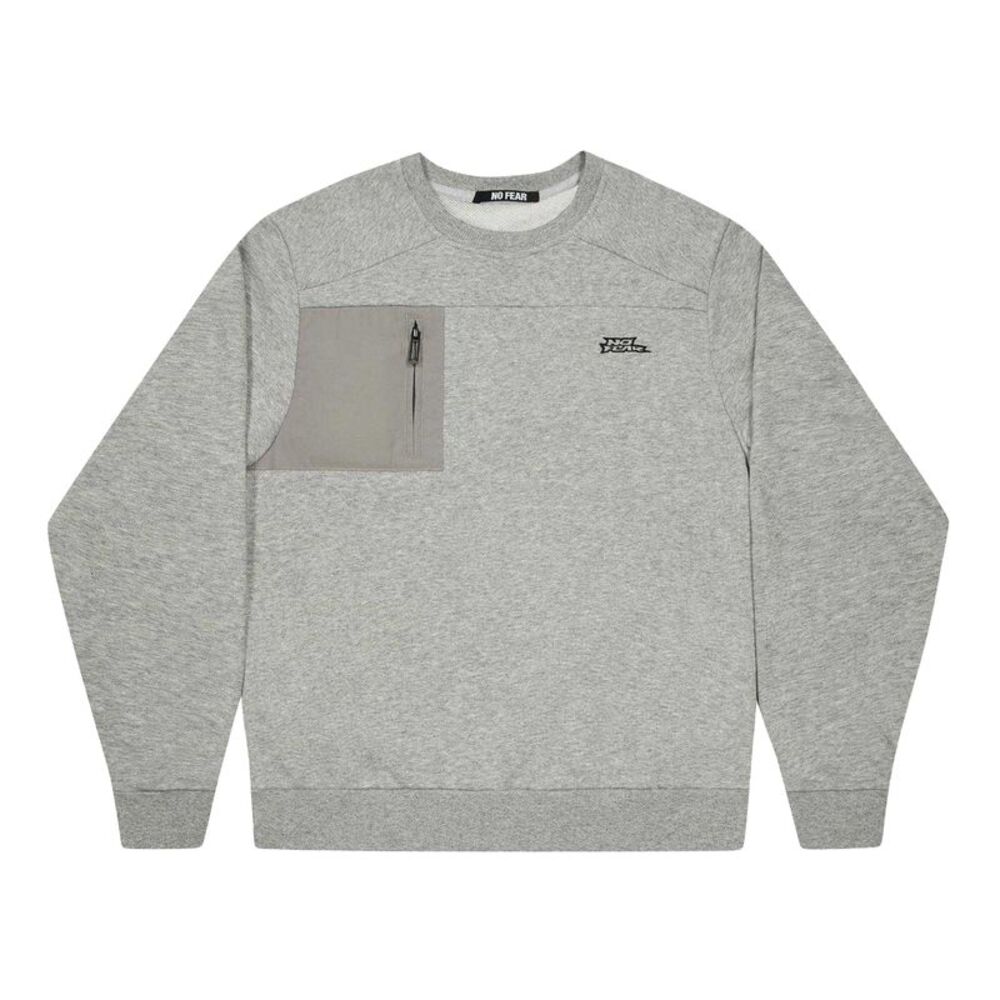 No Fear Mens Technical Zip Pocket Sweater / Grey Marl